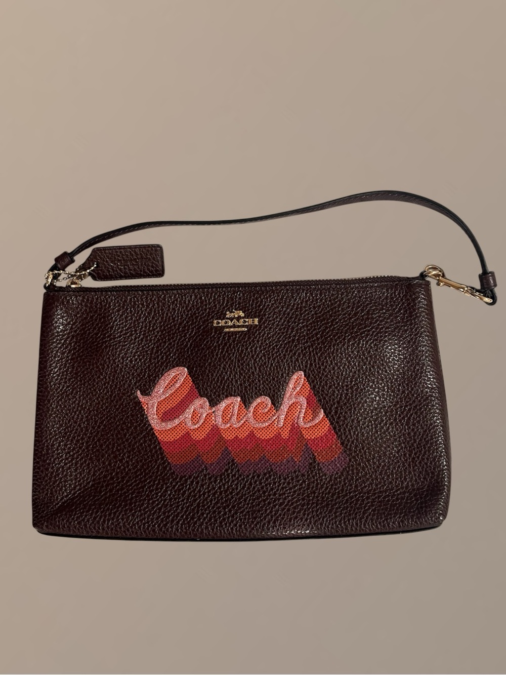 NWT Coach Wristlet 25 with Neon Coach Script